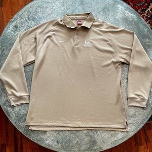 Nike Cal Football UC Berkeley Tan White Logo Long Sleeve Polo Pullover Size 2XL